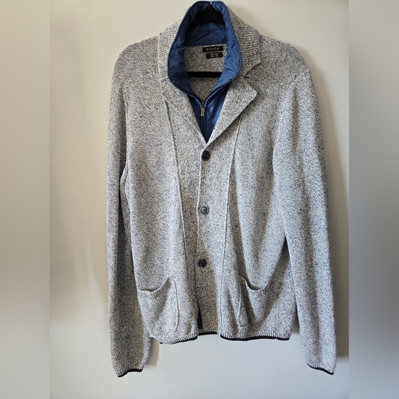 Massimo Dutti Wool and Cashmere Navy And White Sweater, Blue Inner Neck Liner.XL - Picture 1 of 13